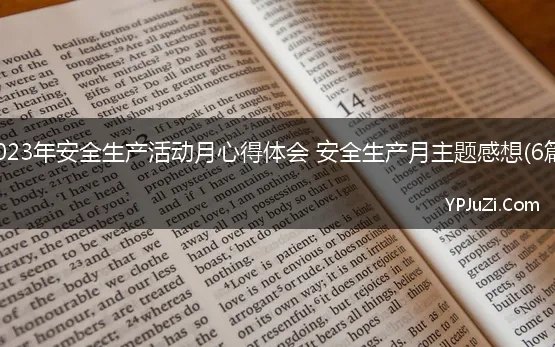 2023年安全生产活动月心得体会 安全生产月主题感想(6篇)