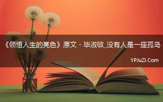 《领悟人生的亮色》原文・毕淑敏_没有人是一座孤岛